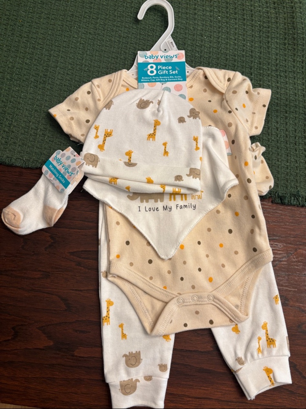 Beige & White Safari Baby Eight-Piece Gift Set